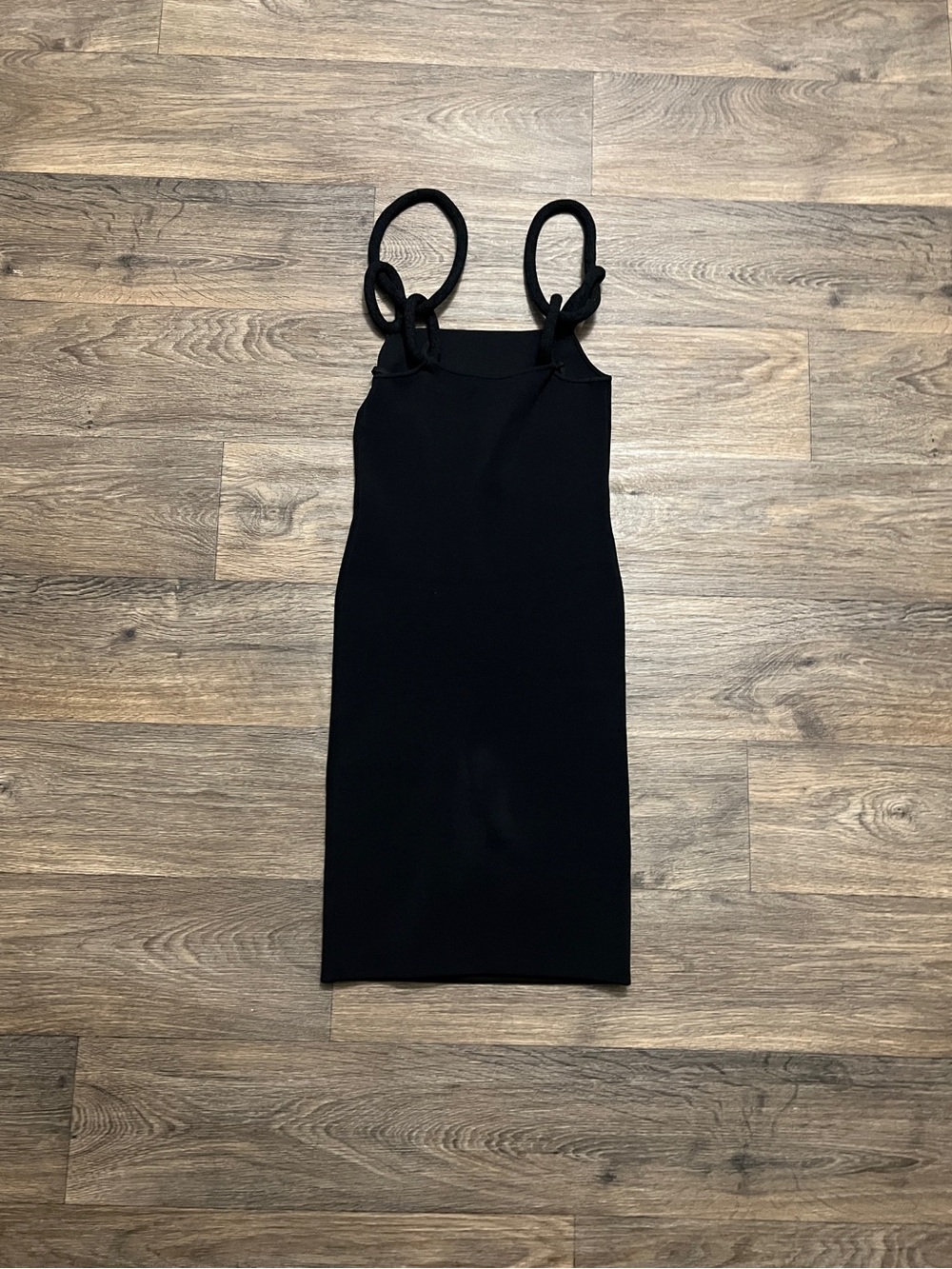 Alice + Olivia Alina Midi Dress Cord Strap Size XS Black Bodycon Sleeveless LBD - Picture 7 of 7